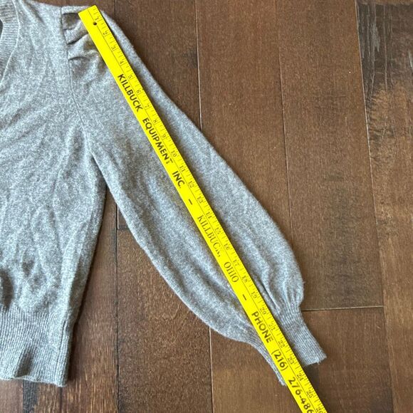 Charter club 100% cashmere cardigan sweater womens size medium gray puff sleeve - Picture 7 of 9